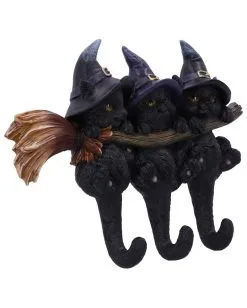 3 Kätzchen Mit Hexenhut Als Schlüsselbrett -Spuk Dekor Geschaft drei hexen kaetzchen als schluesselbrett witches helpers key hanger halloween wohnaccessoire 52694 03