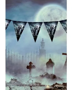 Zombie Friedhof Wimpel Girlande Halloween 3m -Spuk Dekor Geschaft halloween friedhof wimpel girlande halloween graveyard banner halloween friedhof dekoration 53182 3
