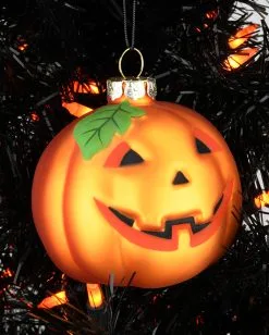 Halloween Jack O'Lantern Glas Christbaumkugel Ø7,6cm -Spuk Dekor Geschaft halloween kuerbis glas weihnachtskugel halloween und horror weihnachtsdeko jack o lantern pumpkin hanging ornament 54760 4