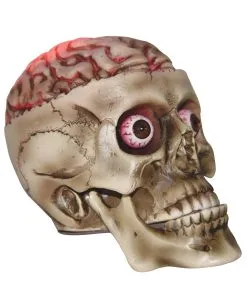 Halloween Totenschädel Mit Blutigem LED Gehirn 19cm -Spuk Dekor Geschaft halloween totenkopf mit blutigem led gehirn halloween skull with bloddy led brain halloween deko 53917 02