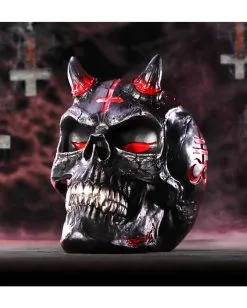 Infernal Teufels Totenschädel 20cm -Spuk Dekor Geschaft infernal teufels totenkopf infernal teufels totenschaedel infernal devil skull gothic deko 54566 07