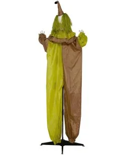 Horror Clown Standfigur Mit Leuchtaugen 180cm -Spuk Dekor Geschaft lebensgrosse horror clown figur mit licht 180cm life size horror clown figure with light halloween standfigur clown 53363 3