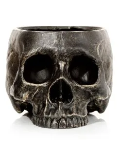 Marmorierter Gothic Totenschädel Pflanzentopf -Spuk Dekor Geschaft marmorierter gothic totenkopf pflanzenschale gothic totenschaedel pflanzenschale gothic skull plant pot 54615 03