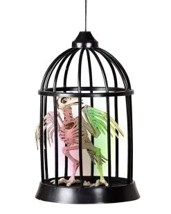 Krähen Skelett Im Käfig Halloween Animatronic -Spuk Dekor Geschaft raben skelett im kaefig halloween animatronic raven in cage animatronic halloween dekoration 51447 03