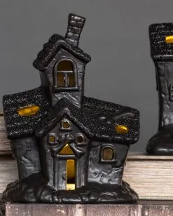 Beleuchtete Grusel Glitzer Geisterhaus Deko -Spuk Dekor Geschaft scary glitter geisterhaus deko mit led scary glitter light up haunted house halloween spukhaus deko 53048 4