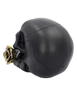 Schwarzer Totenschädel Mit Goldener Rose 15cm -Spuk Dekor Geschaft schwarzer totenkopf mit goldener rose black skull with golden rose gothic deko gothic totenkopf 54621 04