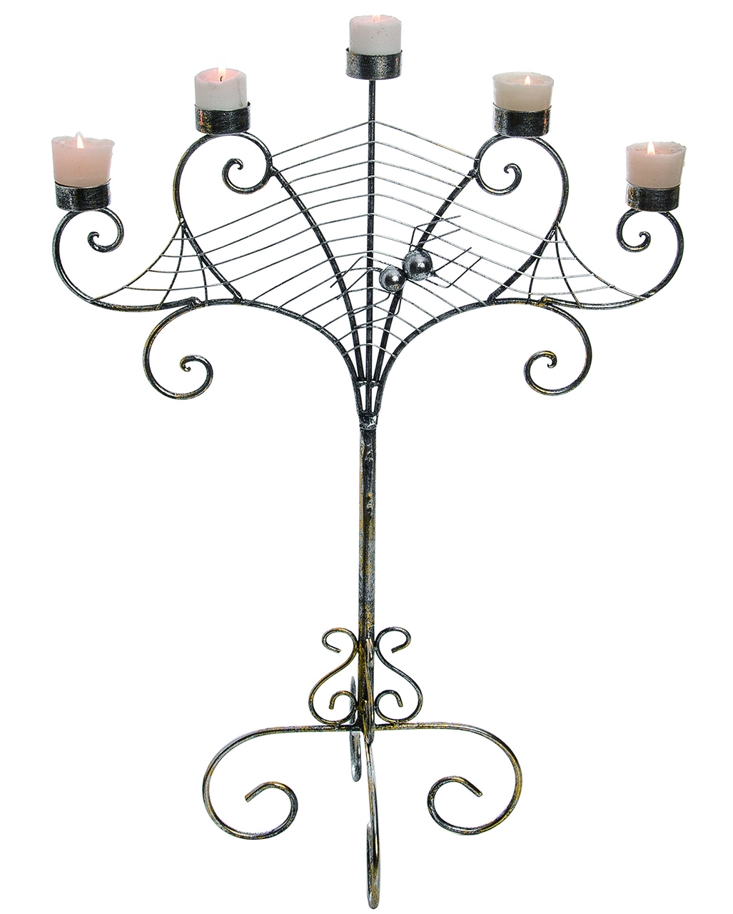 Silber-goldener Metall Spinnweben Kerzenständer 1 Silber-goldener Metall Spinnweben Kerzenständer