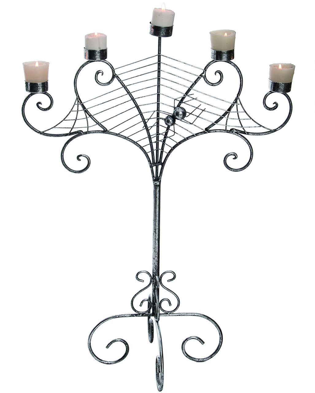 Silberner Metall Spinnweben Kerzenständer 1 Silberner Metall Spinnweben Kerzenständer