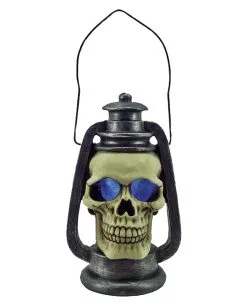 Totenkopf Laterne Mit LED Licht 15cm -Spuk Dekor Geschaft totenkopf laterne totenschaedel lampion halloween lampe horror licht halloween dekoration horror artikel skull lantern 18233 03
